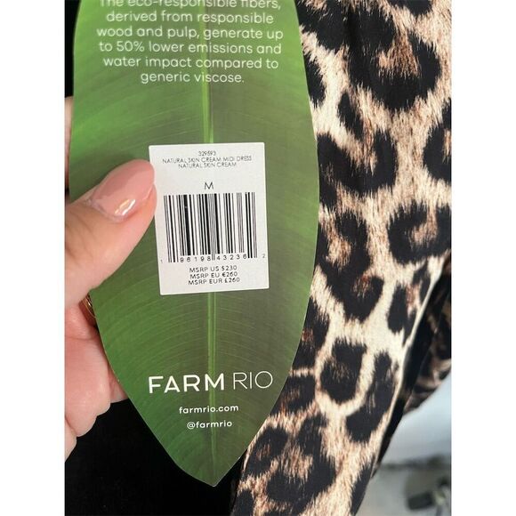 NWT FARM RIO LEOPARD PRINT MAXI MIDI DRESS DEEP V-NECK WOMENS SIZE MEDIUM - Picture 10 of 13